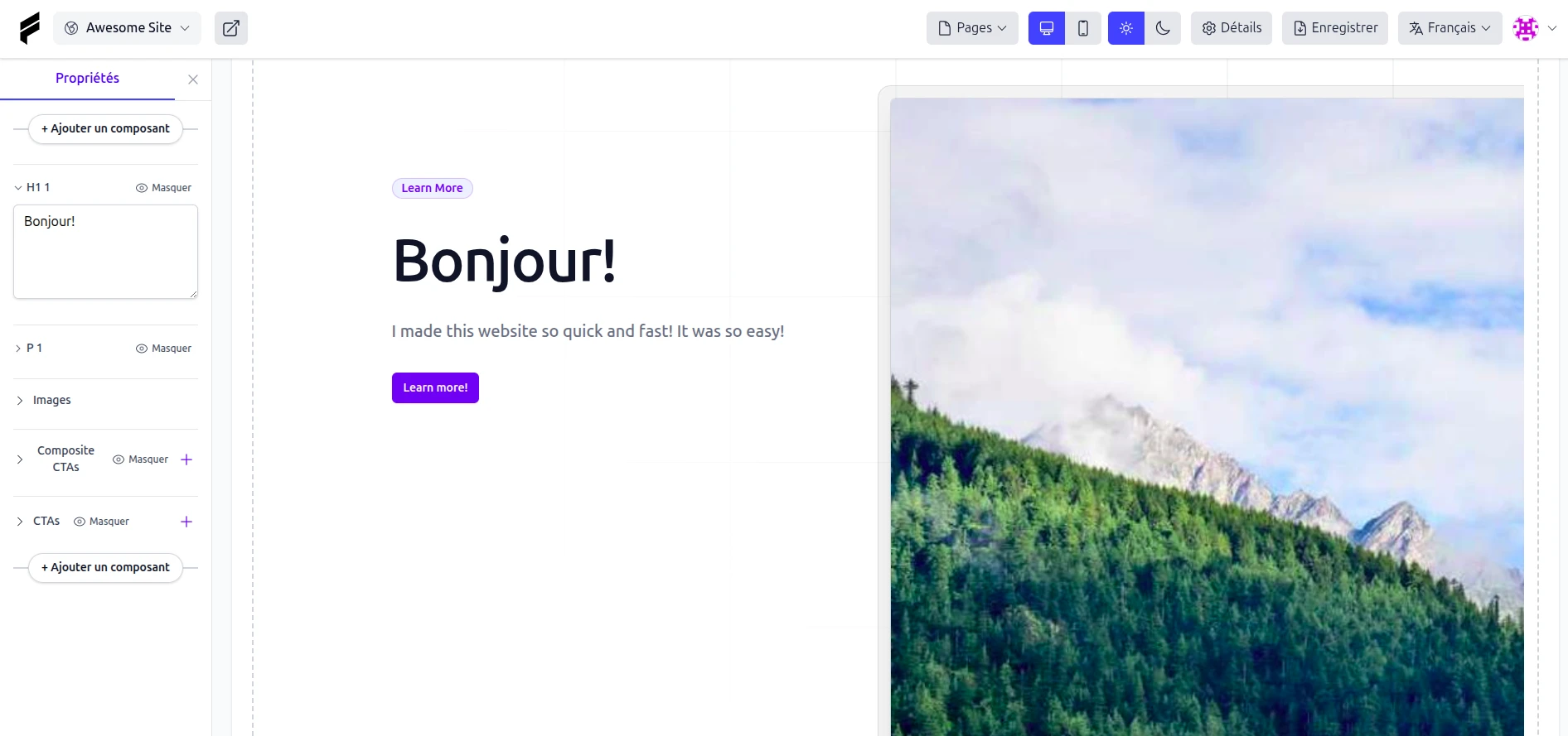 Interface de l'éditeur FamousTitle
